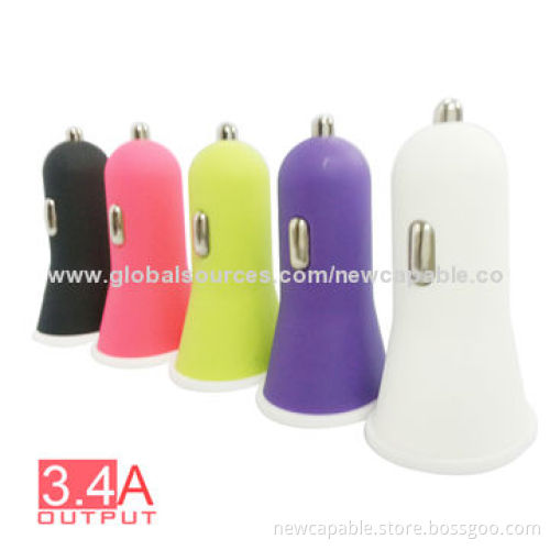 3.4A Big Output Car Charger with Rubber Paint Case, 61 x 36 x 29mm Size